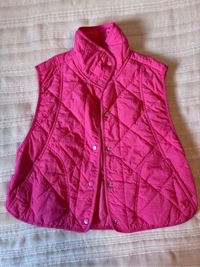 Bright Pink Quilted Snap-Front Vest